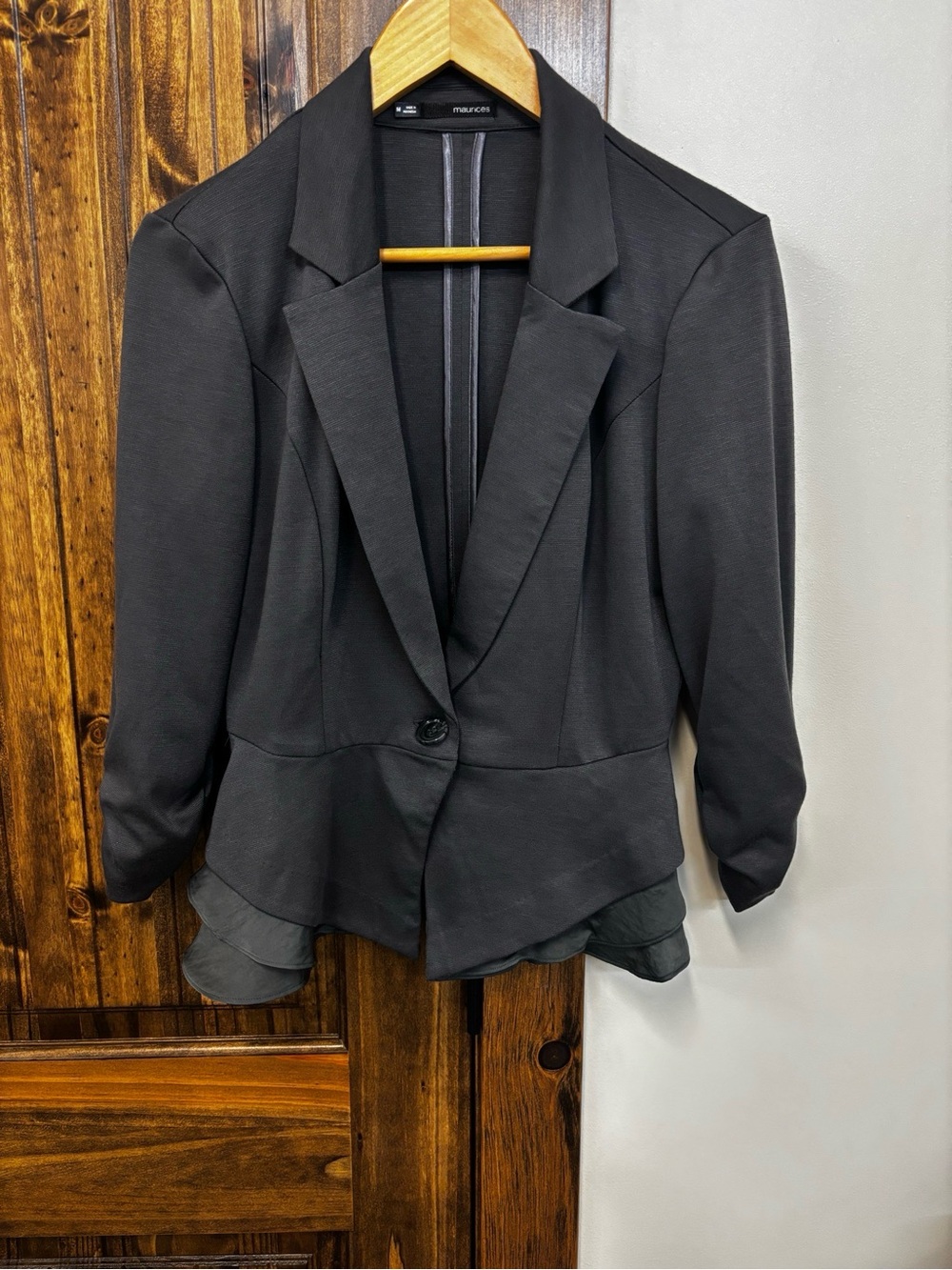 Maurices Black/Grey Layered Hem Blazer